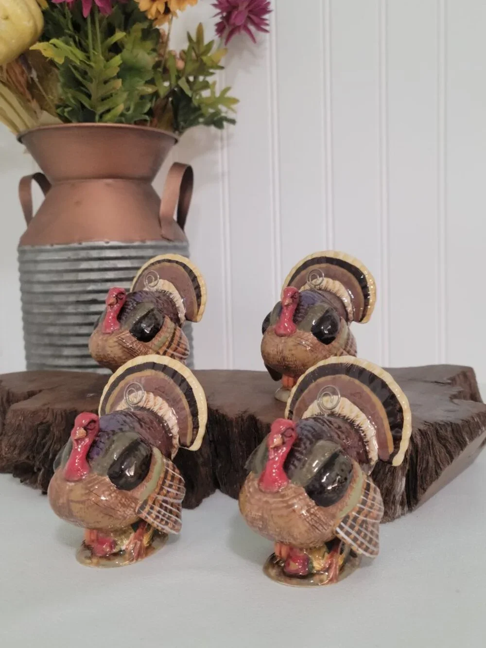 Vtg Dept. 56 Kitschy Fall Harvest Thanksgiving Turkey Placecard Holders-Set 4